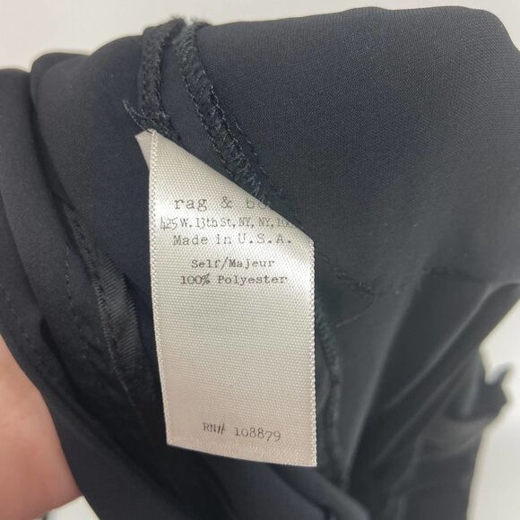 Rag and Bone Black Silky Cuffed Ankle Square Pocket Dress Trouser Pant womens 4 - Picture 5 of 6